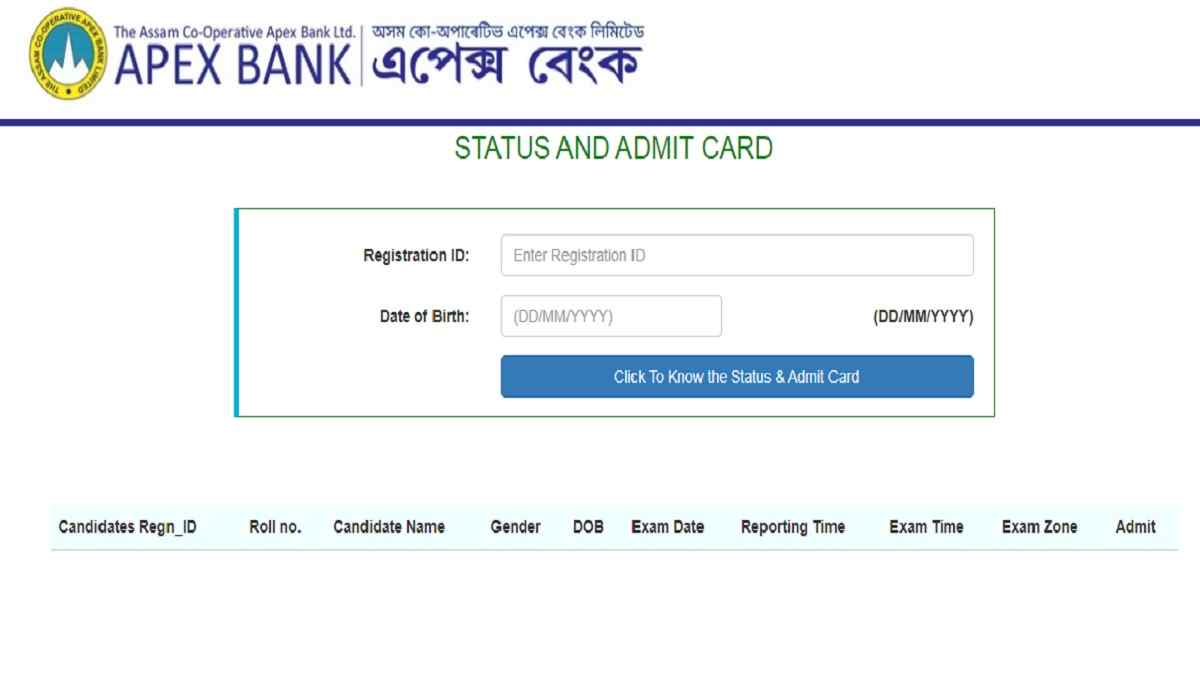 Assam Apex Bank Assistant Fresh Admit Card 2022 (Released) @apexbankassam.com, Check Process to Download